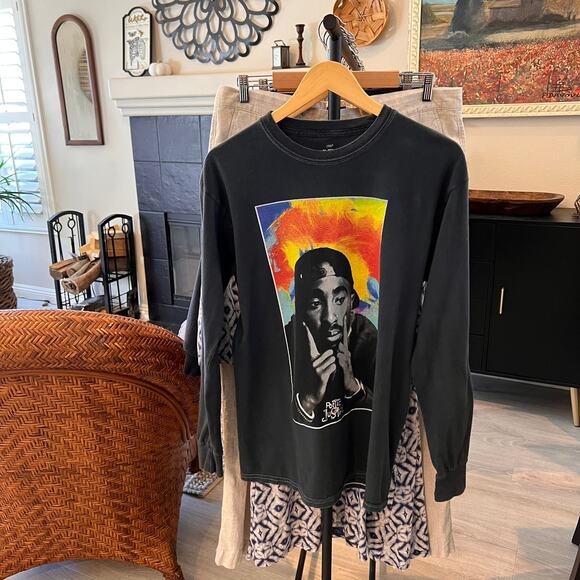 2 Pac T-Shirt Unisex Size M/M Gray Poetic Just Long Sleeve 100% Cotton - Picture 14 of 14